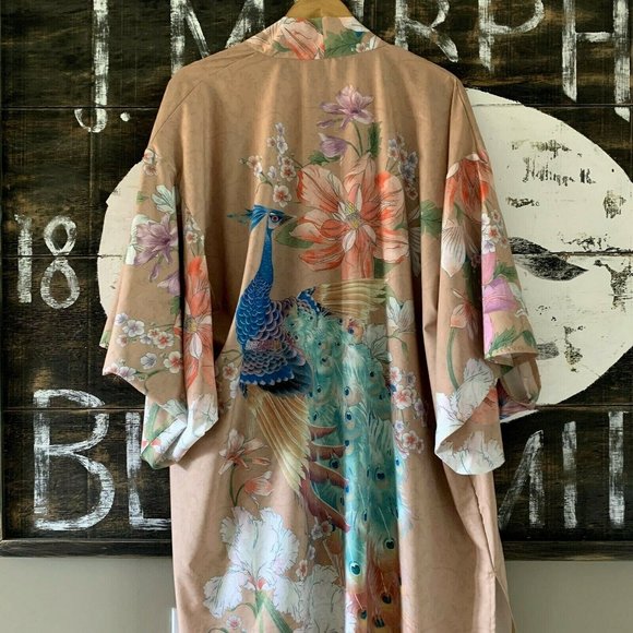 New Bohemian Floral Kimono Maxi Duster Cardigan Robe Top Swim Cover-Up J… - Picture 6 of 10